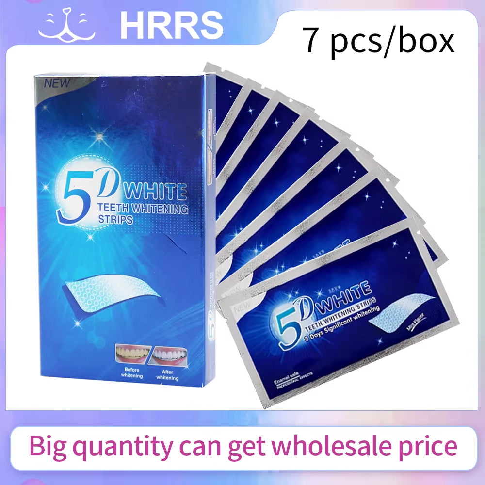 1Box 7Pairs 14Pcs Upgraded 5D Teeth Whitening Strips Oral Dental Care Bleaching White Tooth Stickers