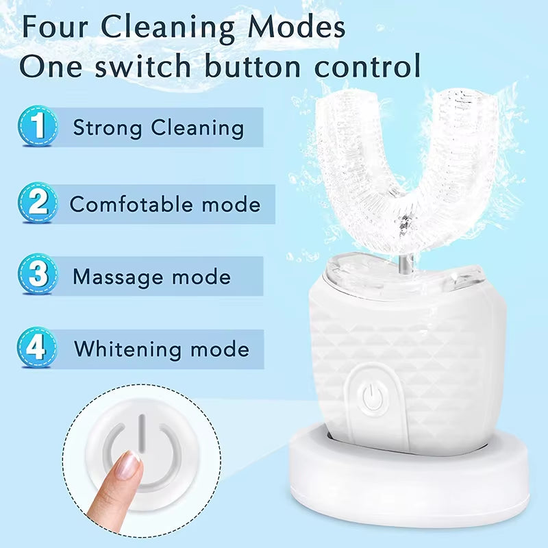 Wireless Silicone Electric Toothbrush 360 Degrees Automatic Ultrasonic U Shaped Travel Home Use Teeth Brush