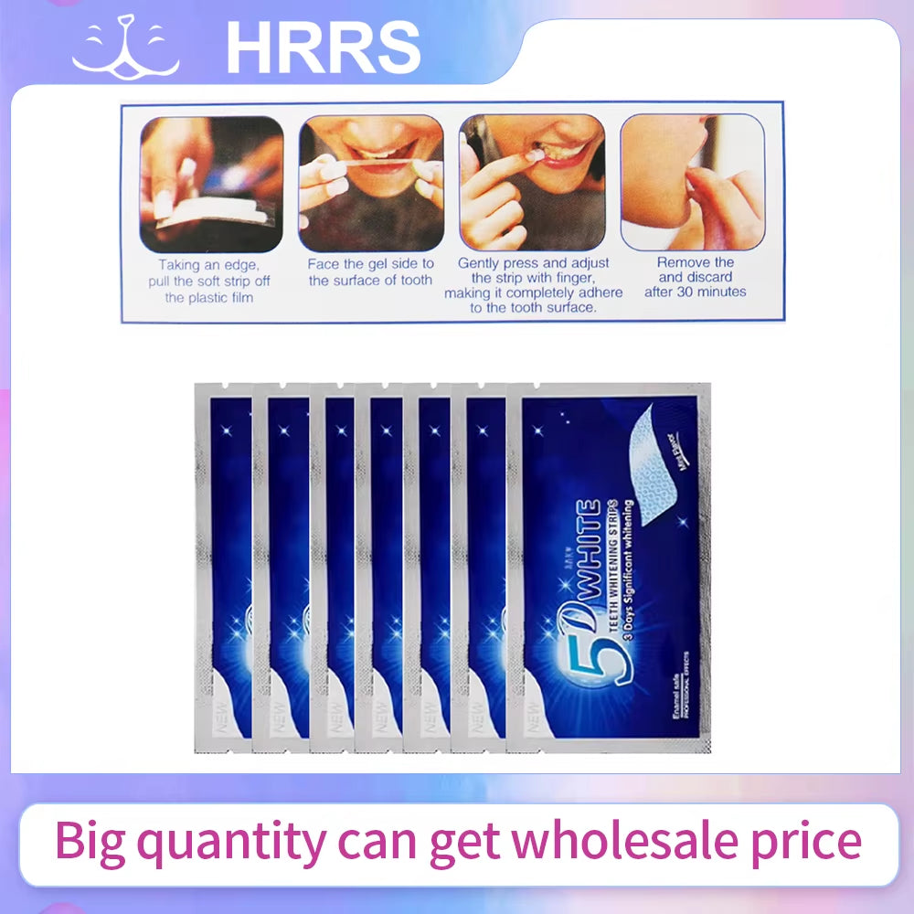 1Box 7Pairs 14Pcs Upgraded 5D Teeth Whitening Strips Oral Dental Care Bleaching White Tooth Stickers