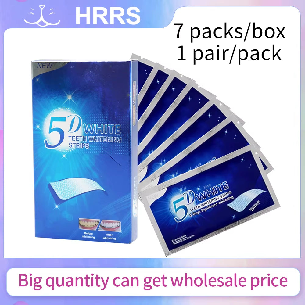 1Box 7Pairs 14Pcs Upgraded 5D Teeth Whitening Strips Oral Dental Care Bleaching White Tooth Stickers